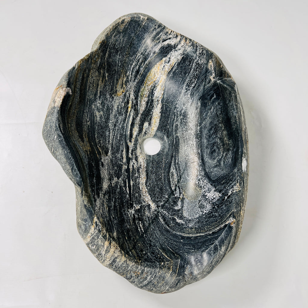 Yellow-Streaked Glazed Riverstone Sink