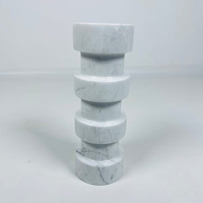 Banded Cylindrical Candle Stand - Gray