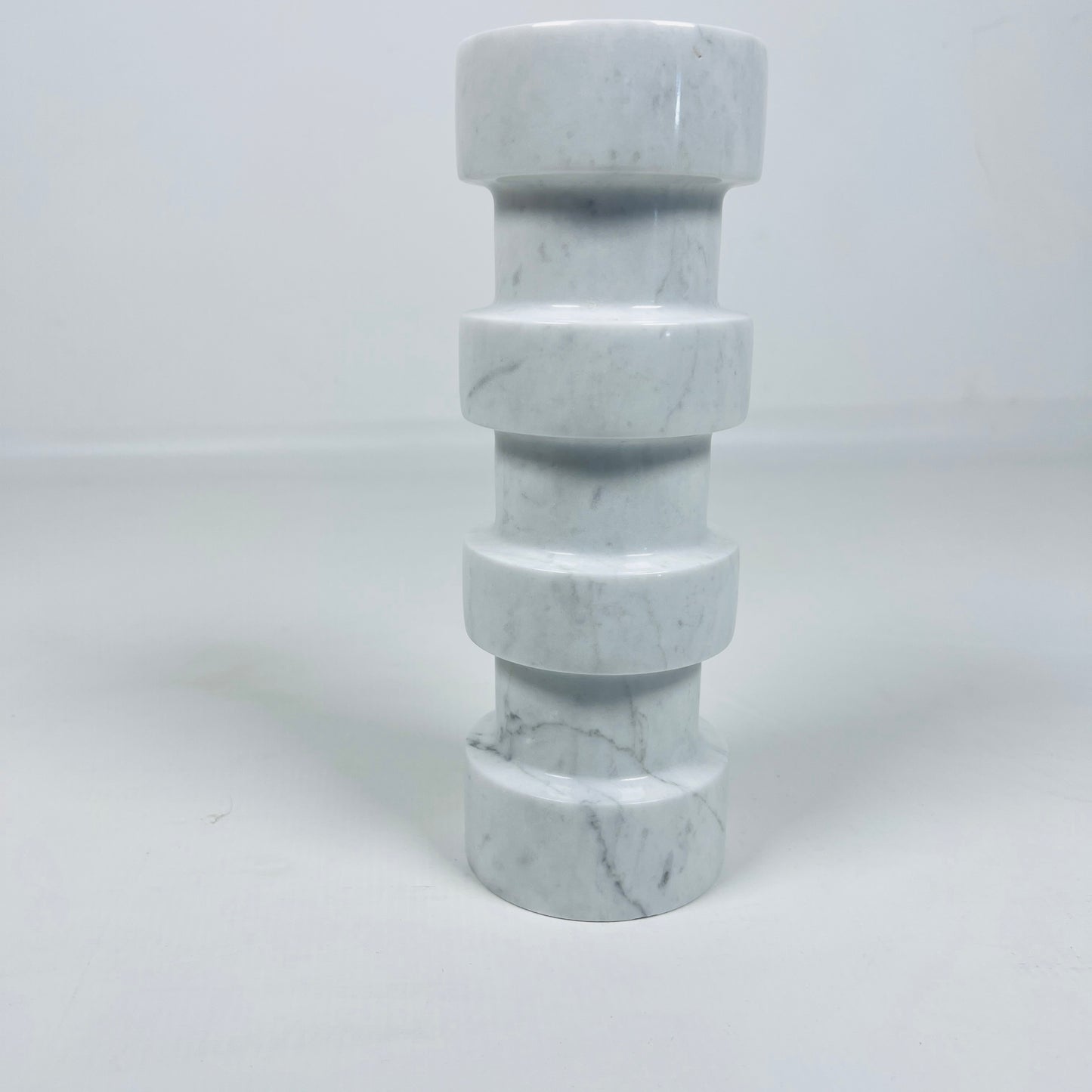 Banded Cylindrical Candle Stand - Gray