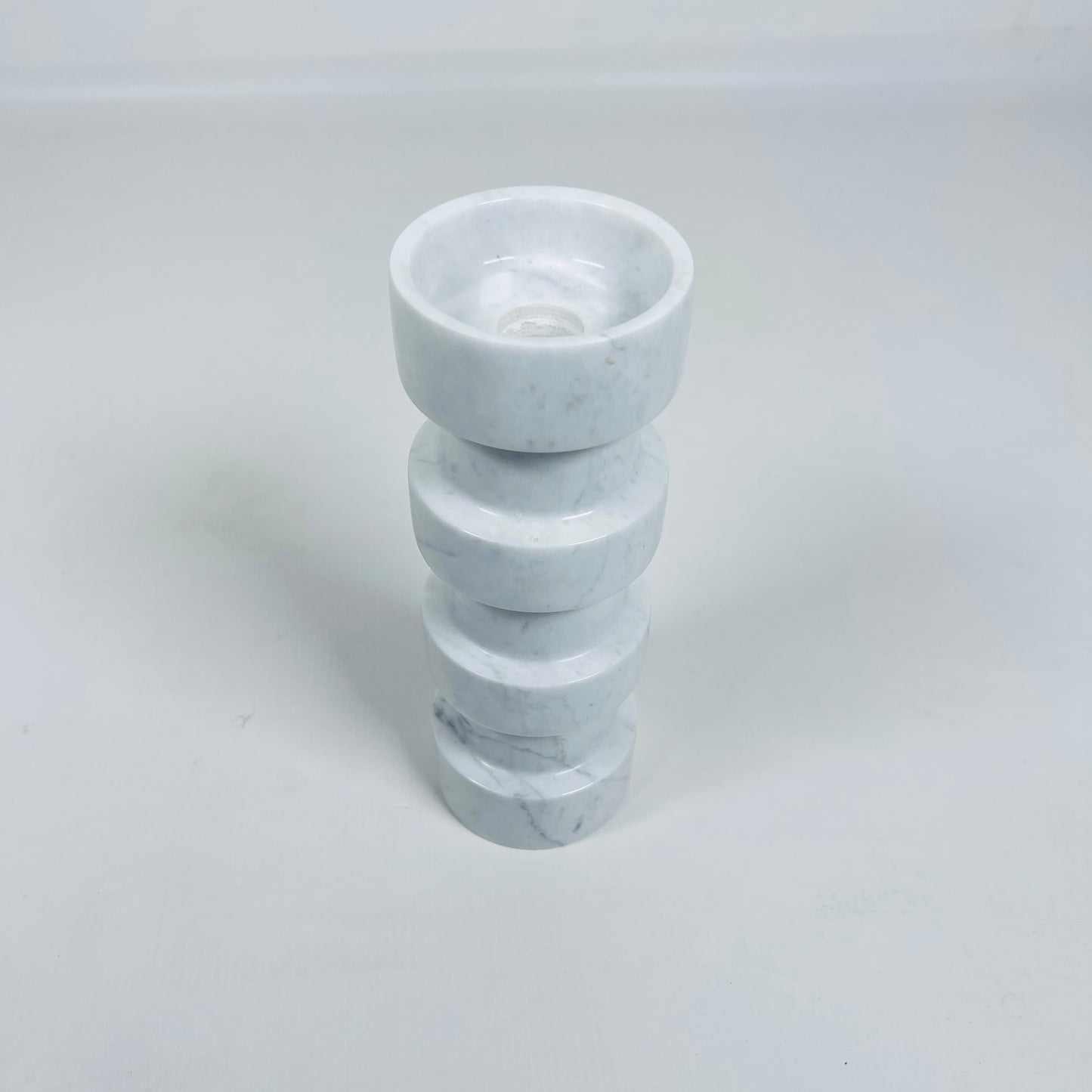 Banded Cylindrical Candle Stand - Gray