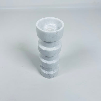 Banded Cylindrical Candle Stand - Gray