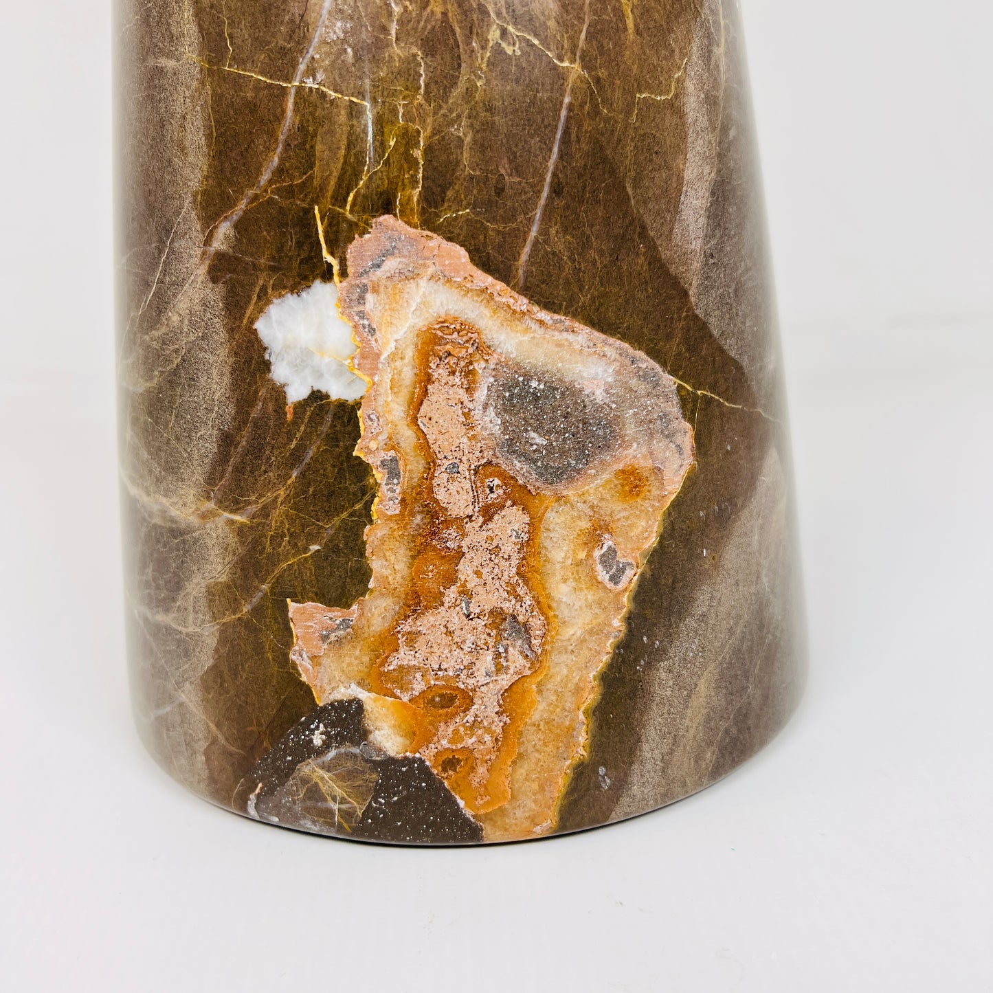 Amber Marked Travertine Side Table