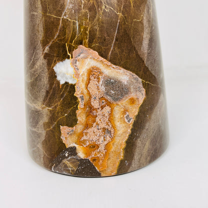 Amber Marked Travertine Side Table