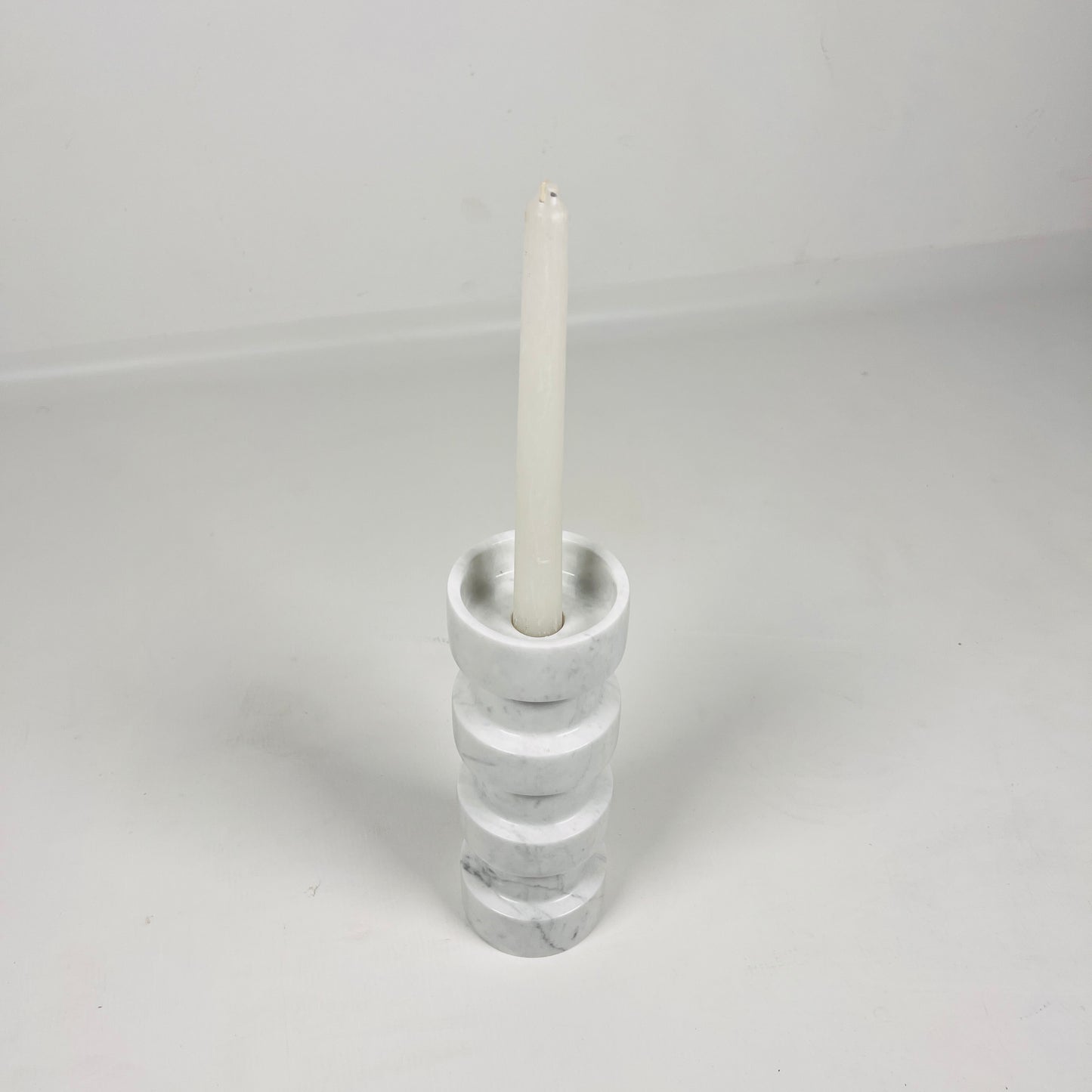 Banded Cylindrical Candle Stand - Gray