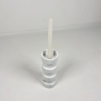 Banded Cylindrical Candle Stand - Gray