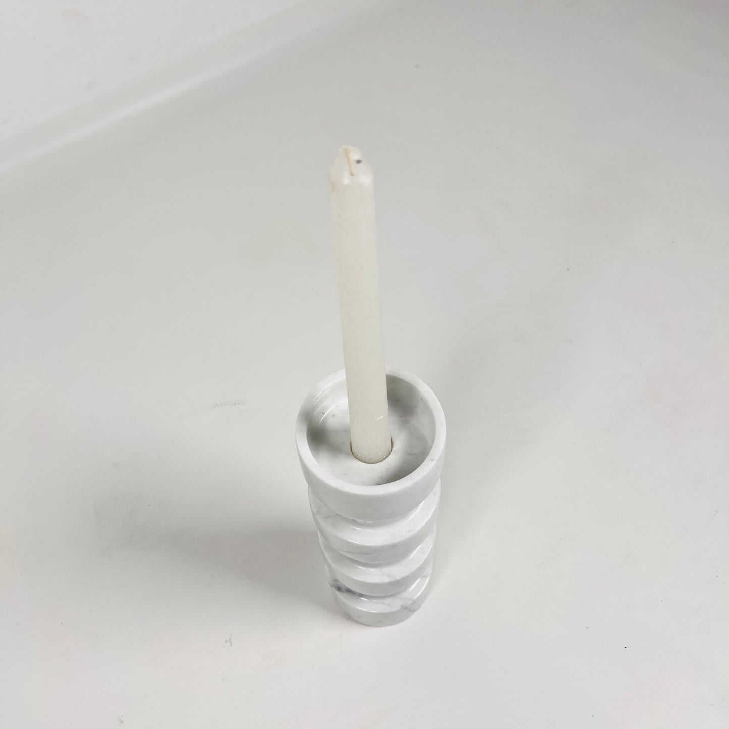 Banded Cylindrical Candle Stand - Gray