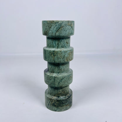 Banded Cylindrical Candle Stand - Green
