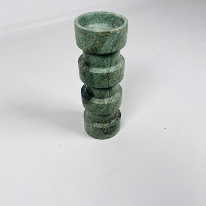 Banded Cylindrical Candle Stand - Green