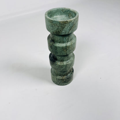 Banded Cylindrical Candle Stand - Green