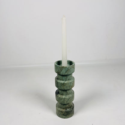 Banded Cylindrical Candle Stand - Green