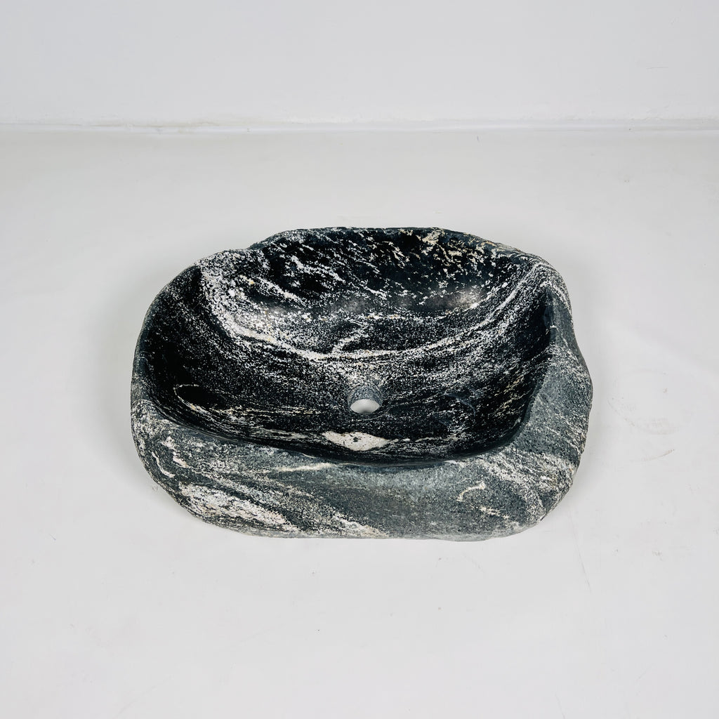 Grey and White Streaked Riverstone Sink