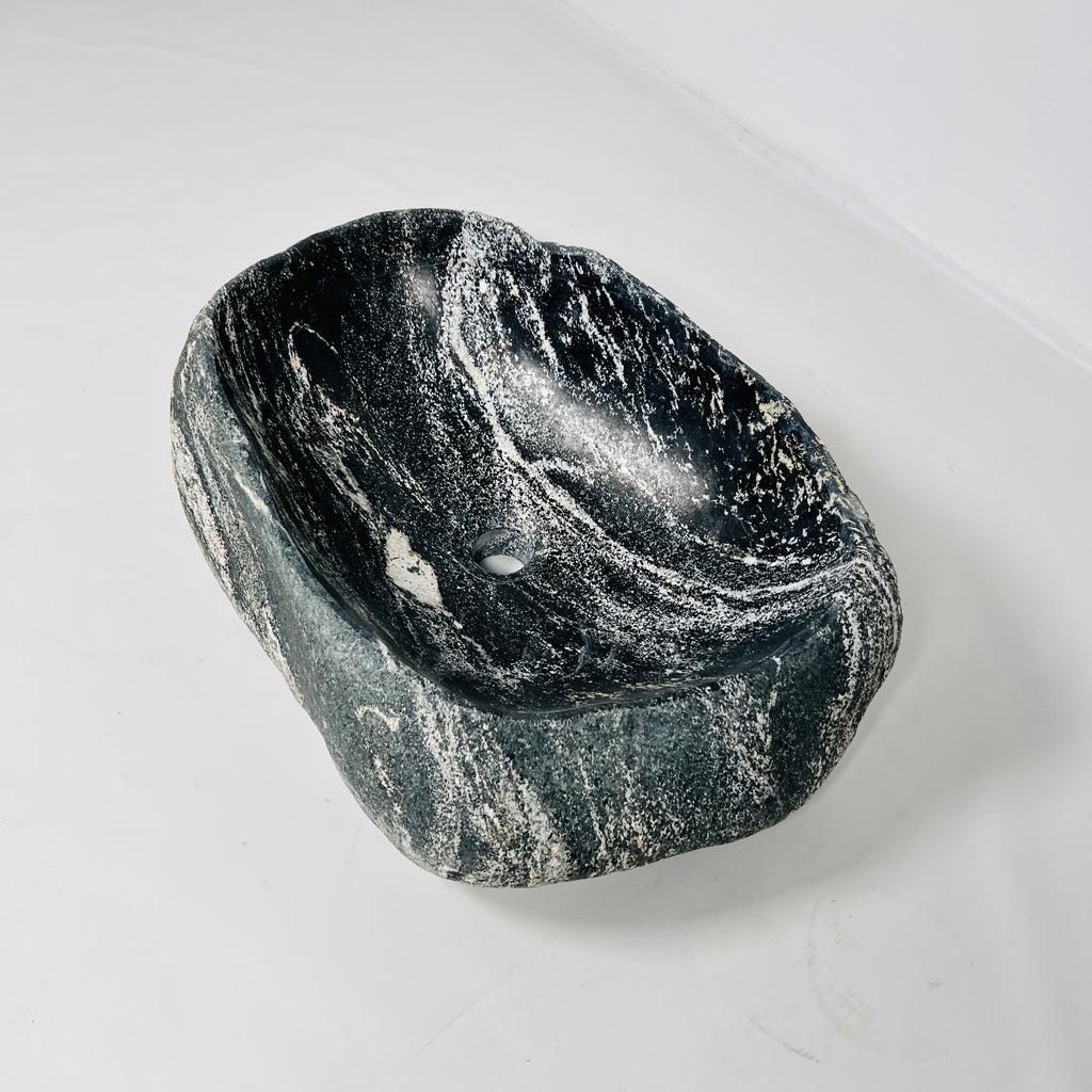 Grey and White Streaked Riverstone Sink