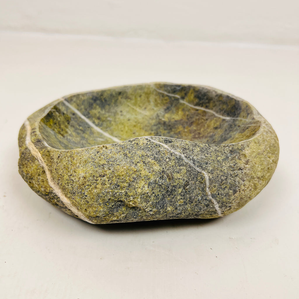 Green White Lined Bowl