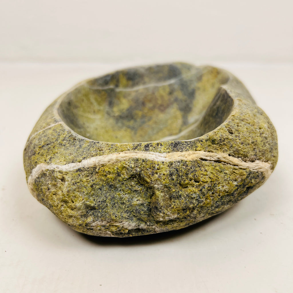 Green White Lined Bowl