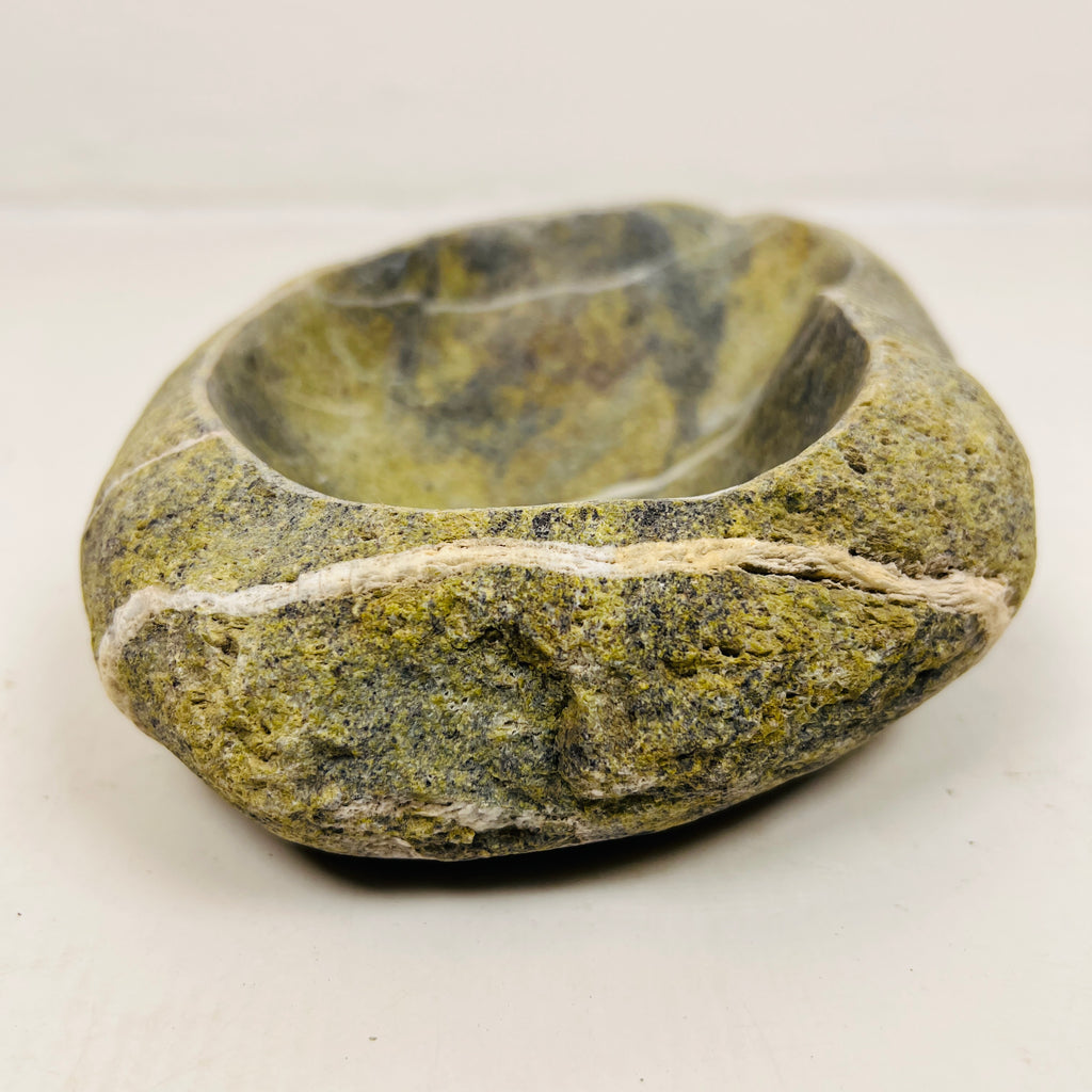 Green White Lined Bowl