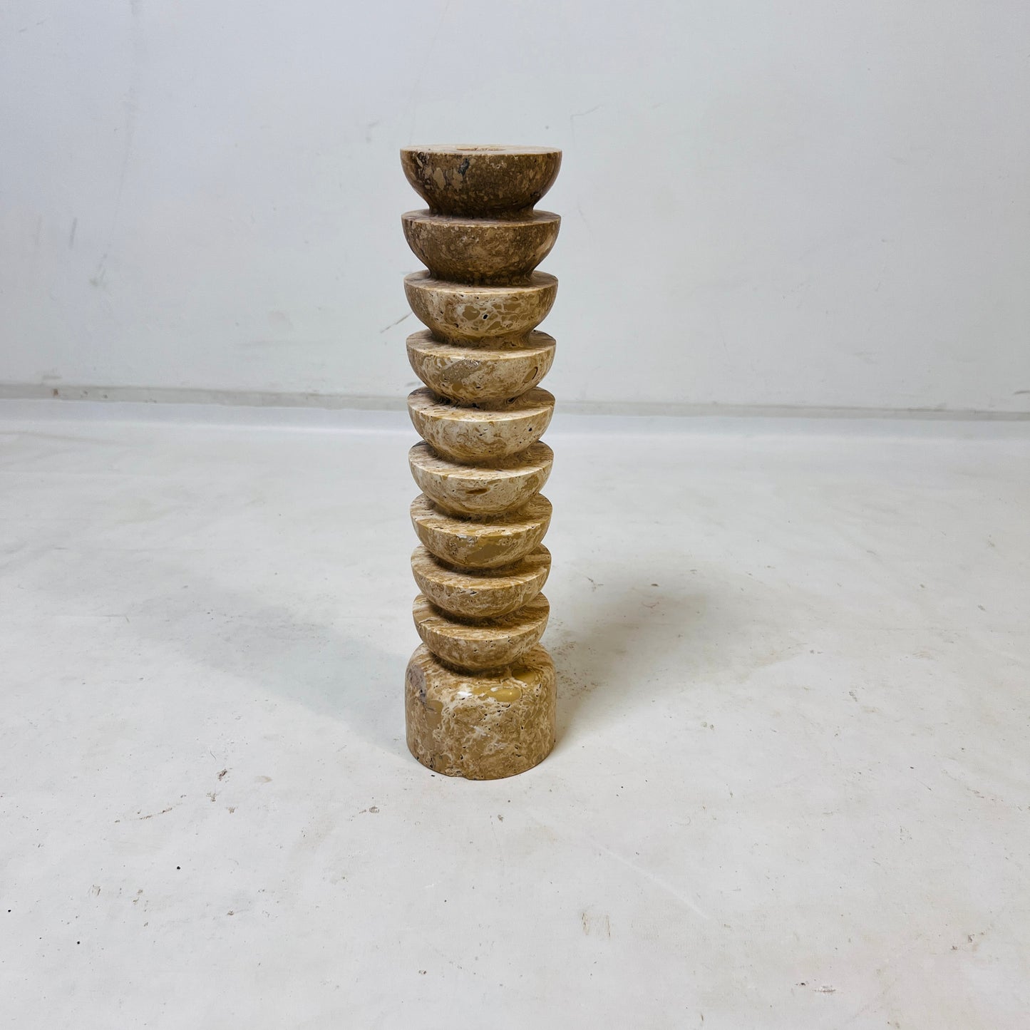 Segmented Candle Stand - Travertine
