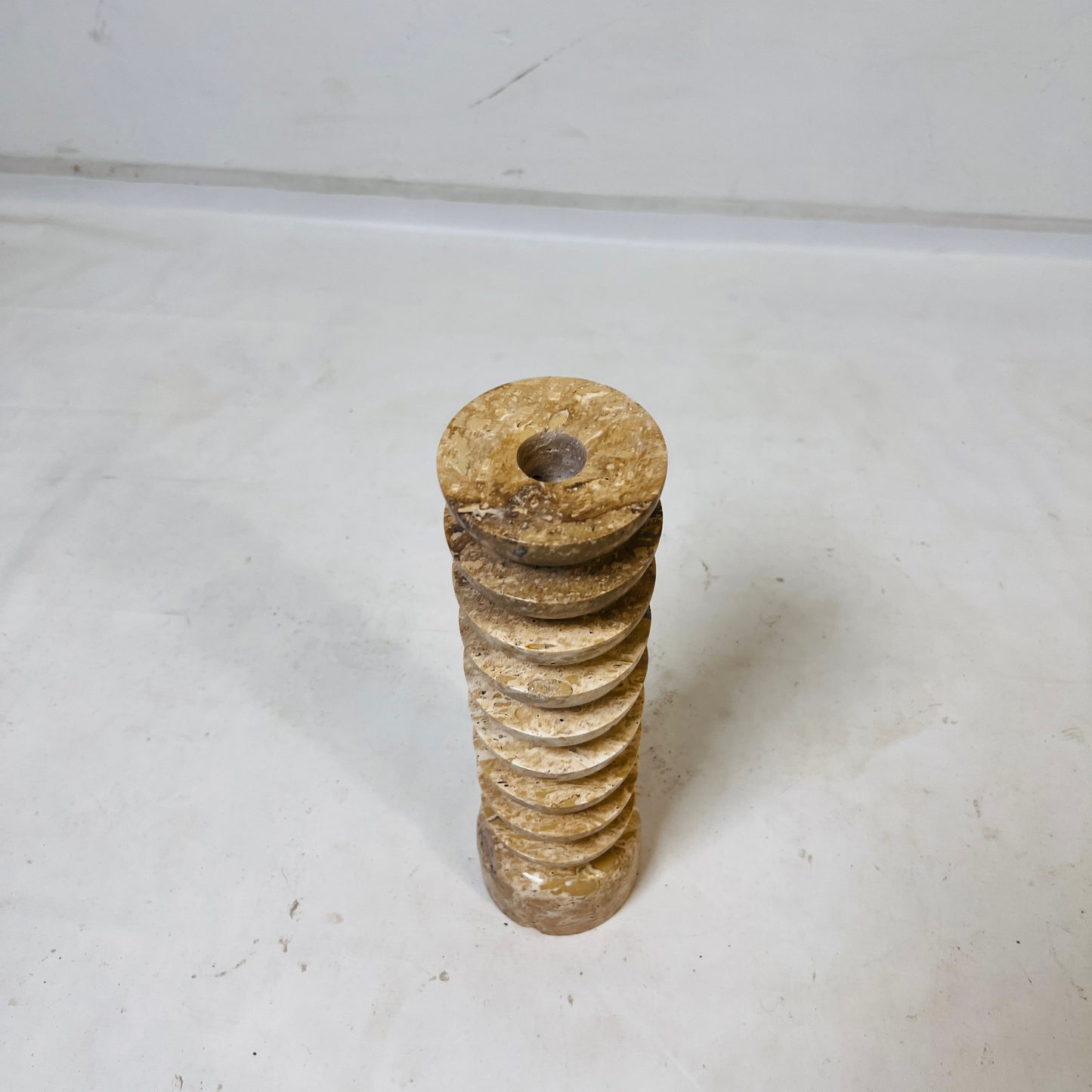 Segmented Candle Stand - Travertine