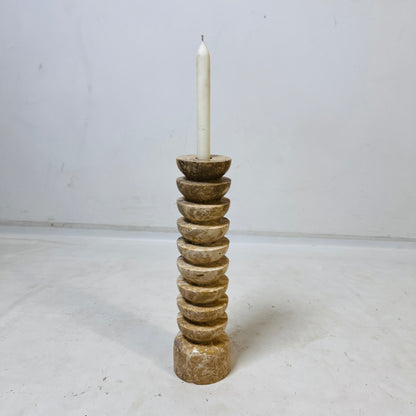 Segmented Candle Stand - Travertine