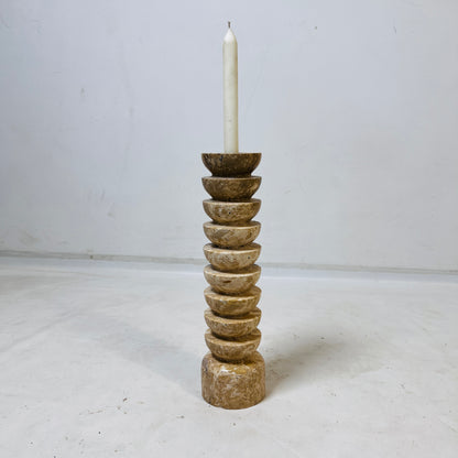 Segmented Candle Stand - Travertine