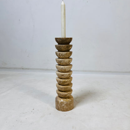 Segmented Candle Stand - Travertine
