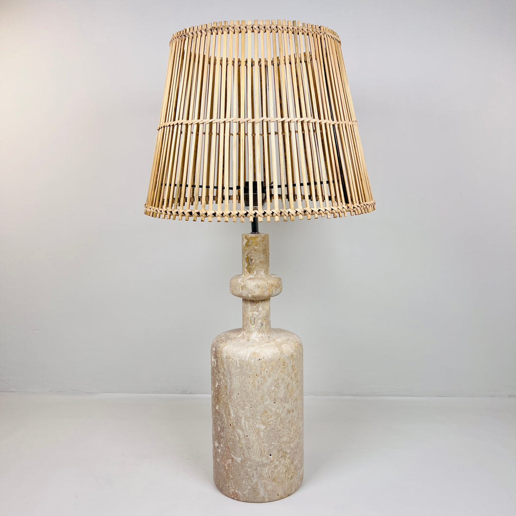 Bottle Bottom Travertine Lined Table Lamp