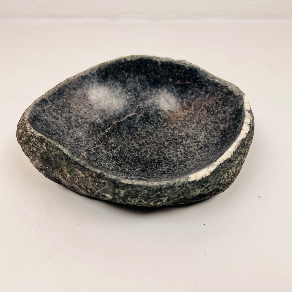 White Rimmed Black Bowl