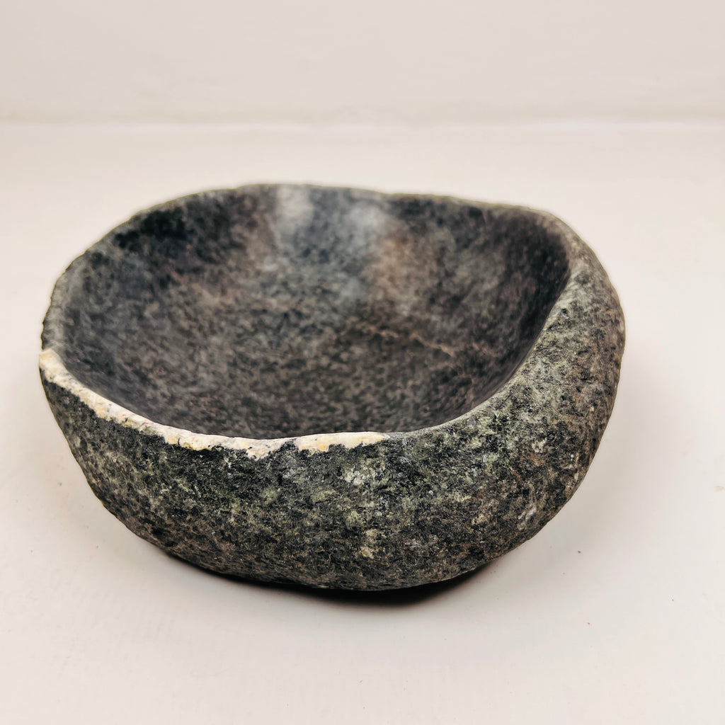 White Rimmed Black Bowl