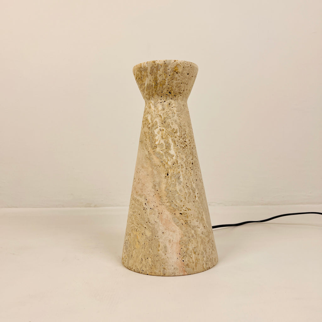 Upside Down Funnel Travertine Grazed Table Lamp