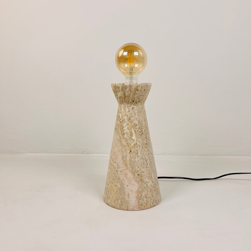 Upside Down Funnel Travertine Grazed Table Lamp