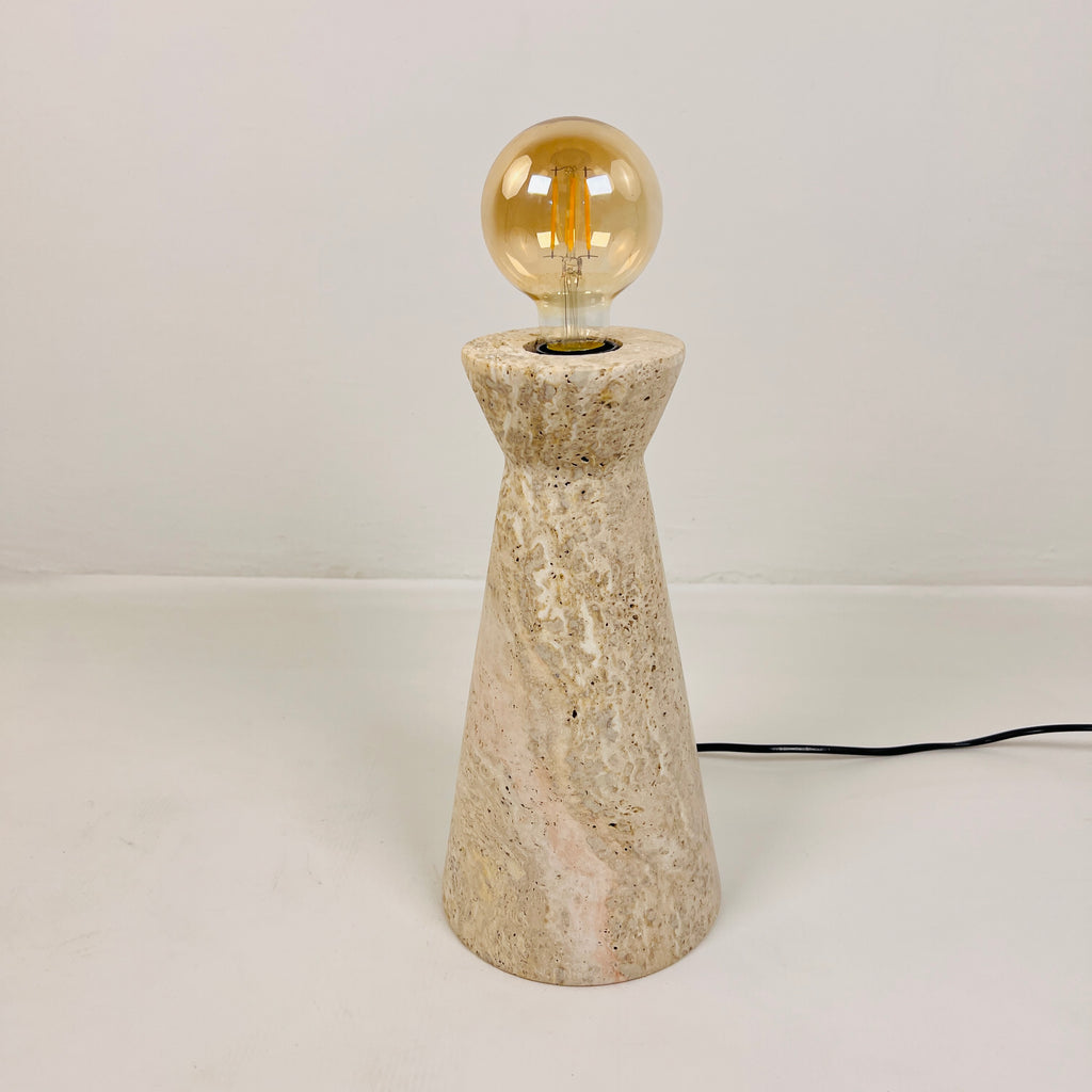 Upside Down Funnel Travertine Grazed Table Lamp