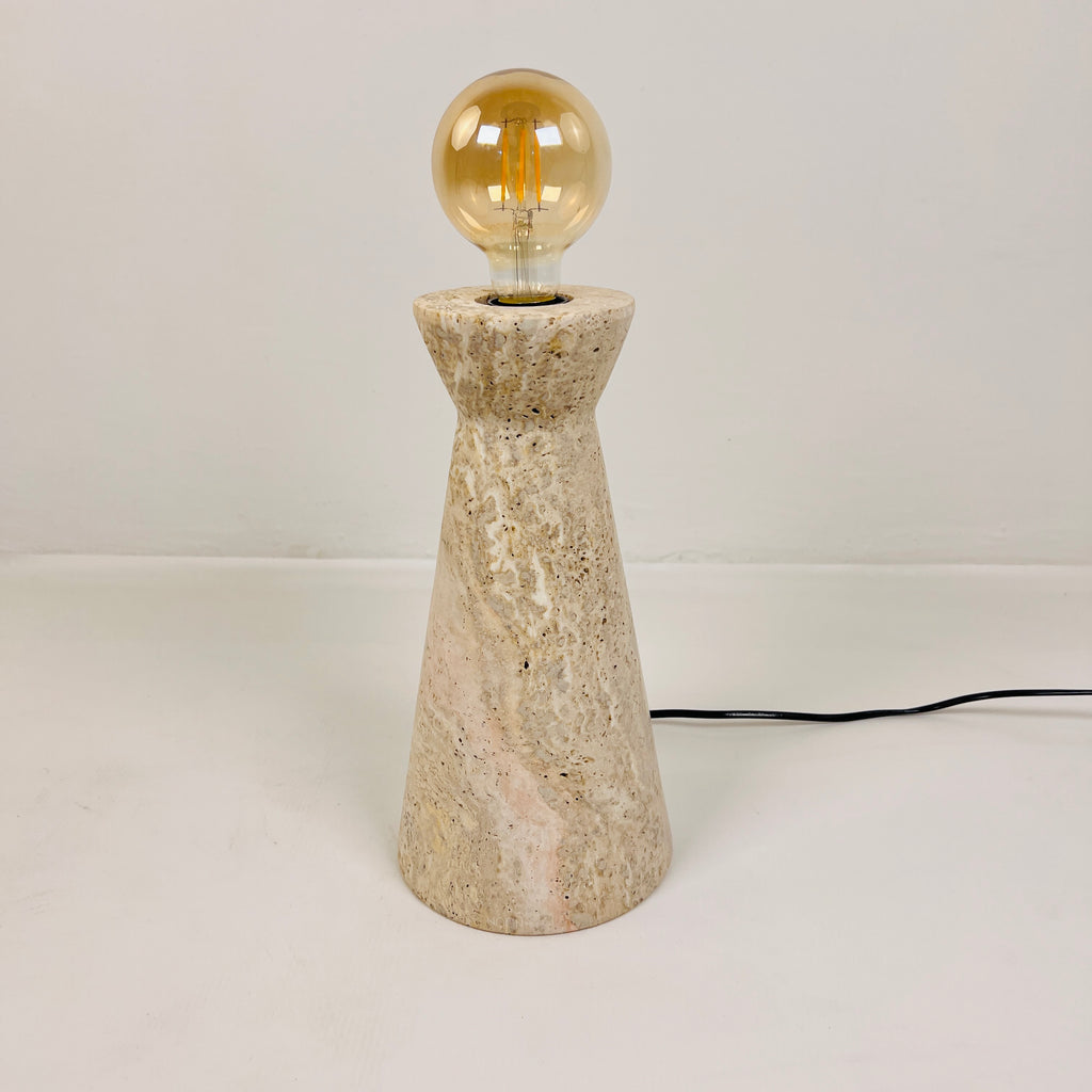 Upside Down Funnel Travertine Grazed Table Lamp