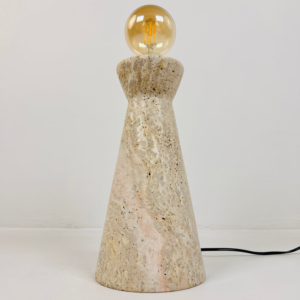 Upside Down Funnel Travertine Grazed Table Lamp