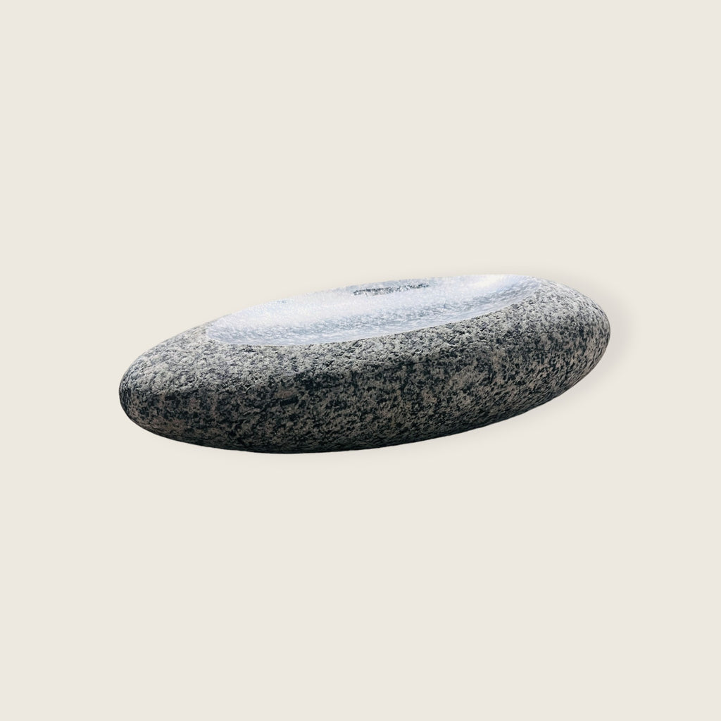 Riverstone Stone Black Dotted Soap Dish