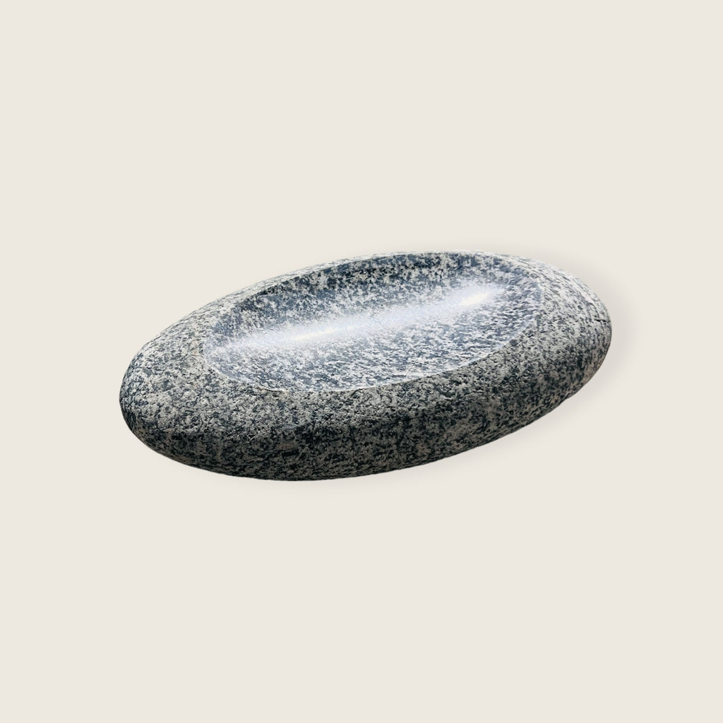 Riverstone Stone Black Dotted Soap Dish