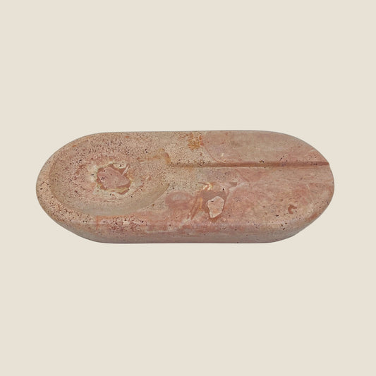Oval Marble Ash Tray - Red Travertine