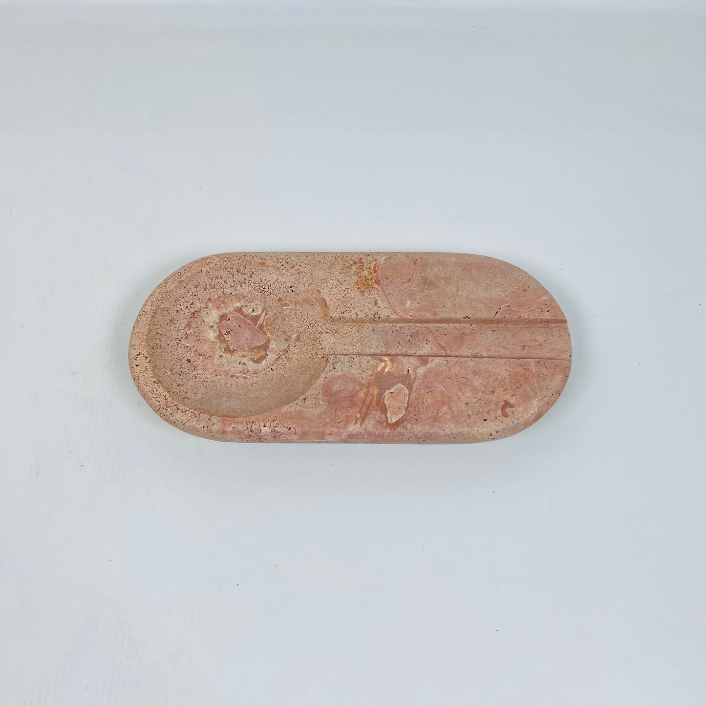 Oval Marble Ash Tray - Red Travertine