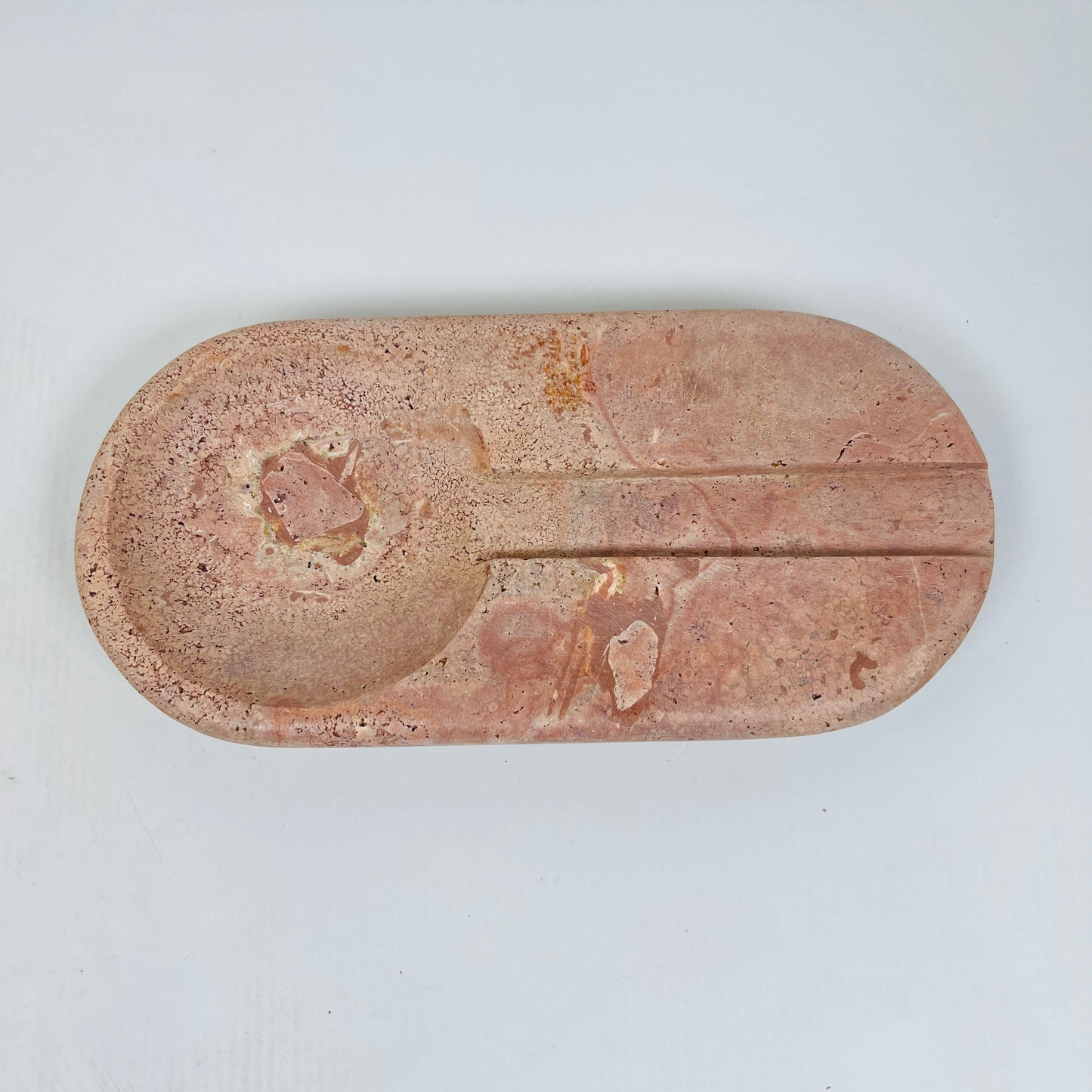 Oval Marble Ash Tray - Red Travertine