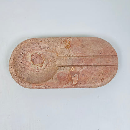 Oval Marble Ash Tray - Red Travertine