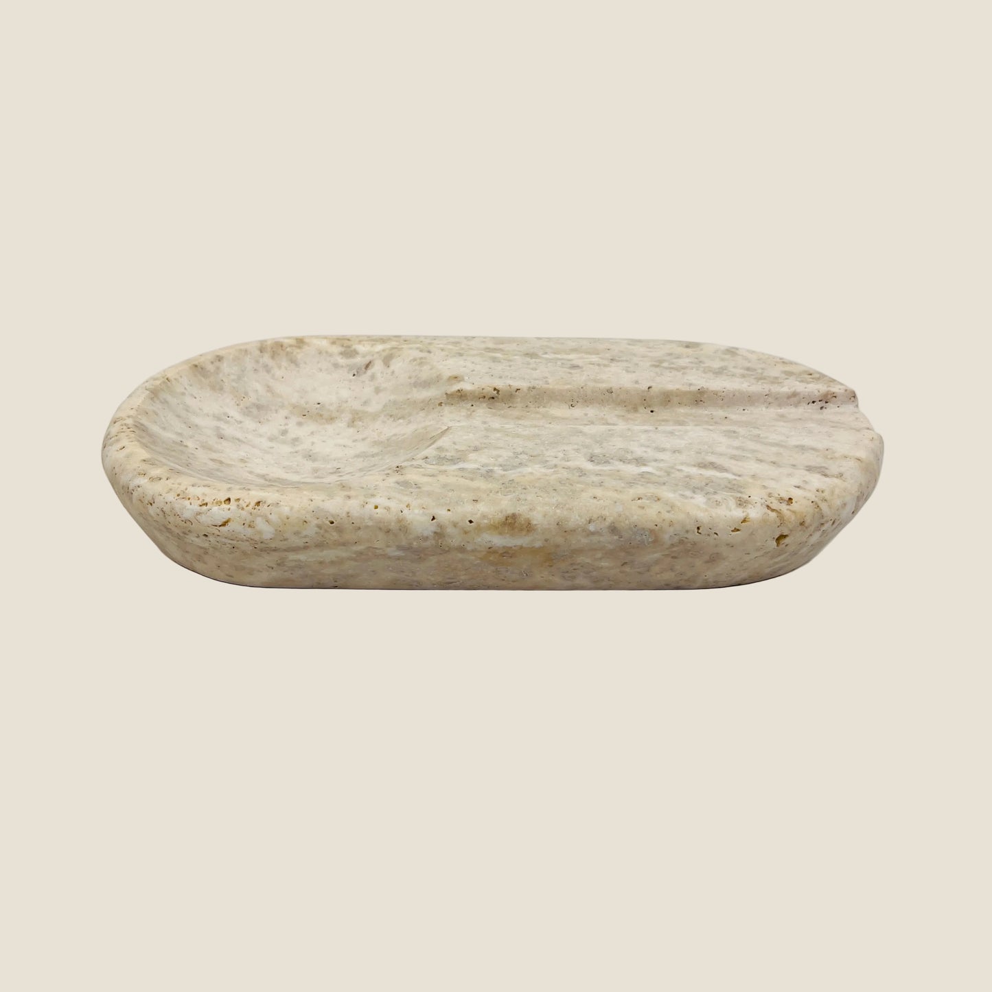 Oval Marble Ash Tray - Travertine