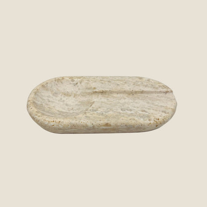 Oval Marble Ash Tray - Travertine
