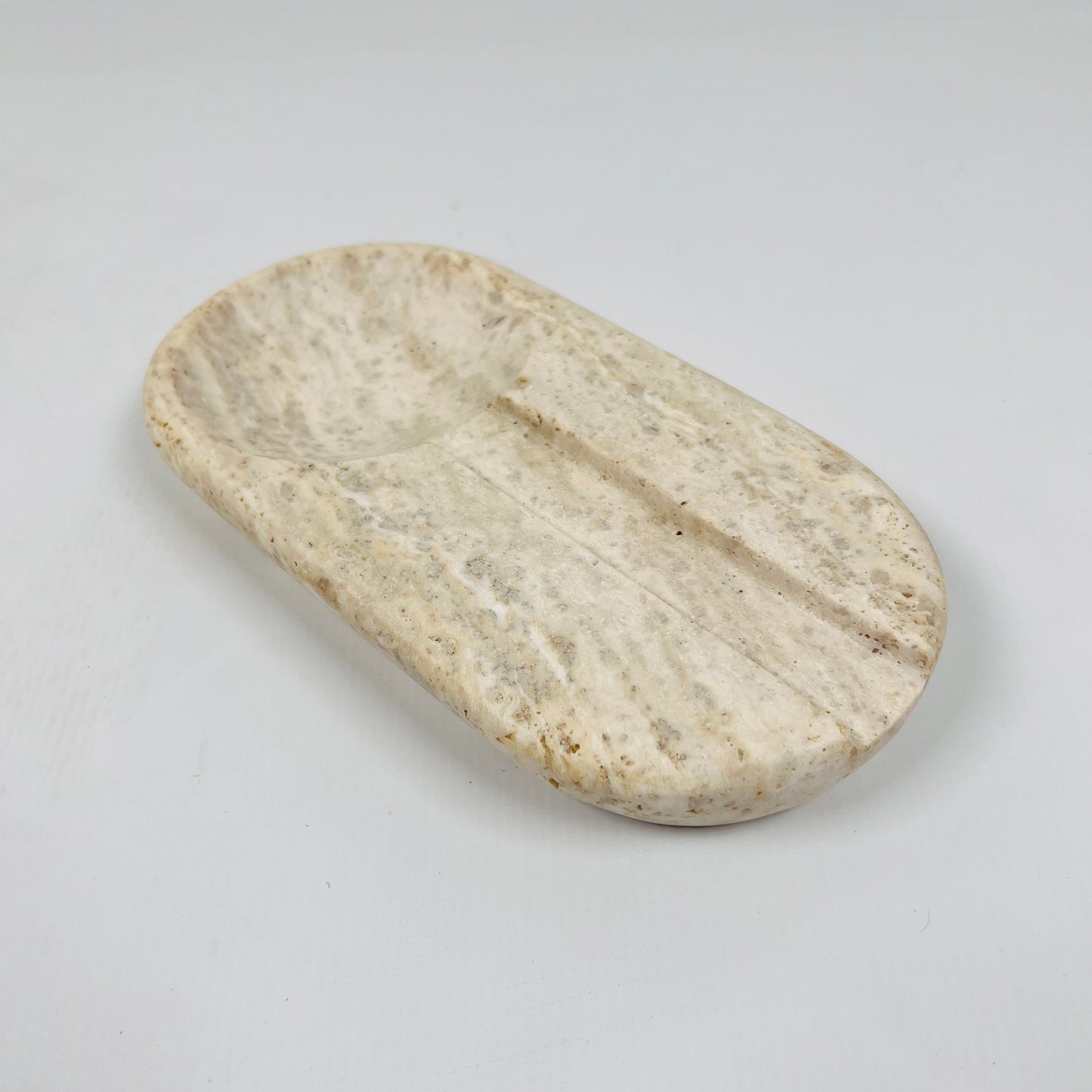 Oval Marble Ash Tray - Travertine