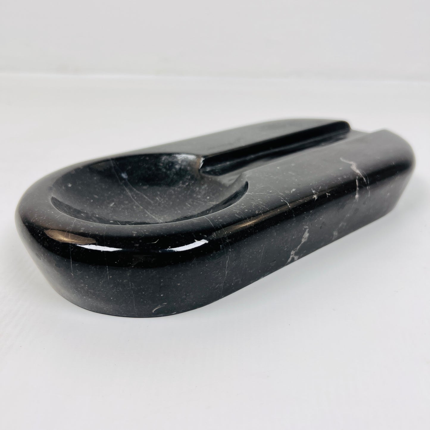 Oval Marble Ash Tray - Black