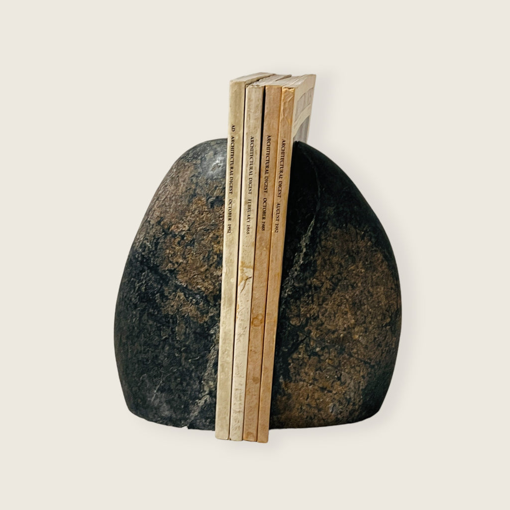 Black Splashed Riverstone Bookend Pair