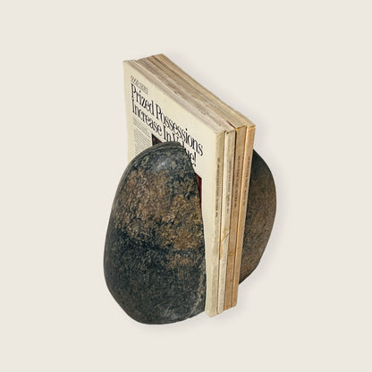 Black Splashed Riverstone Bookend Pair