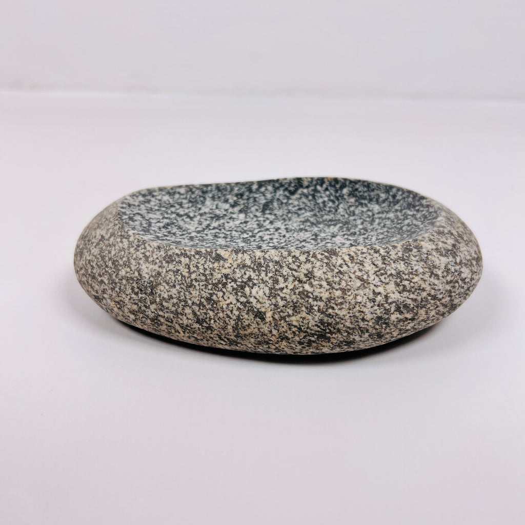 Riverstone Stone Black and White Spotted Soap Dish