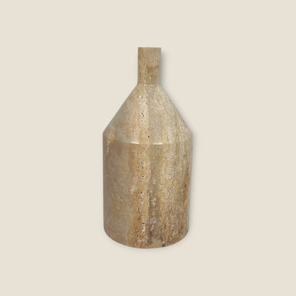 Wide Bottle Candle Stand - Travertine