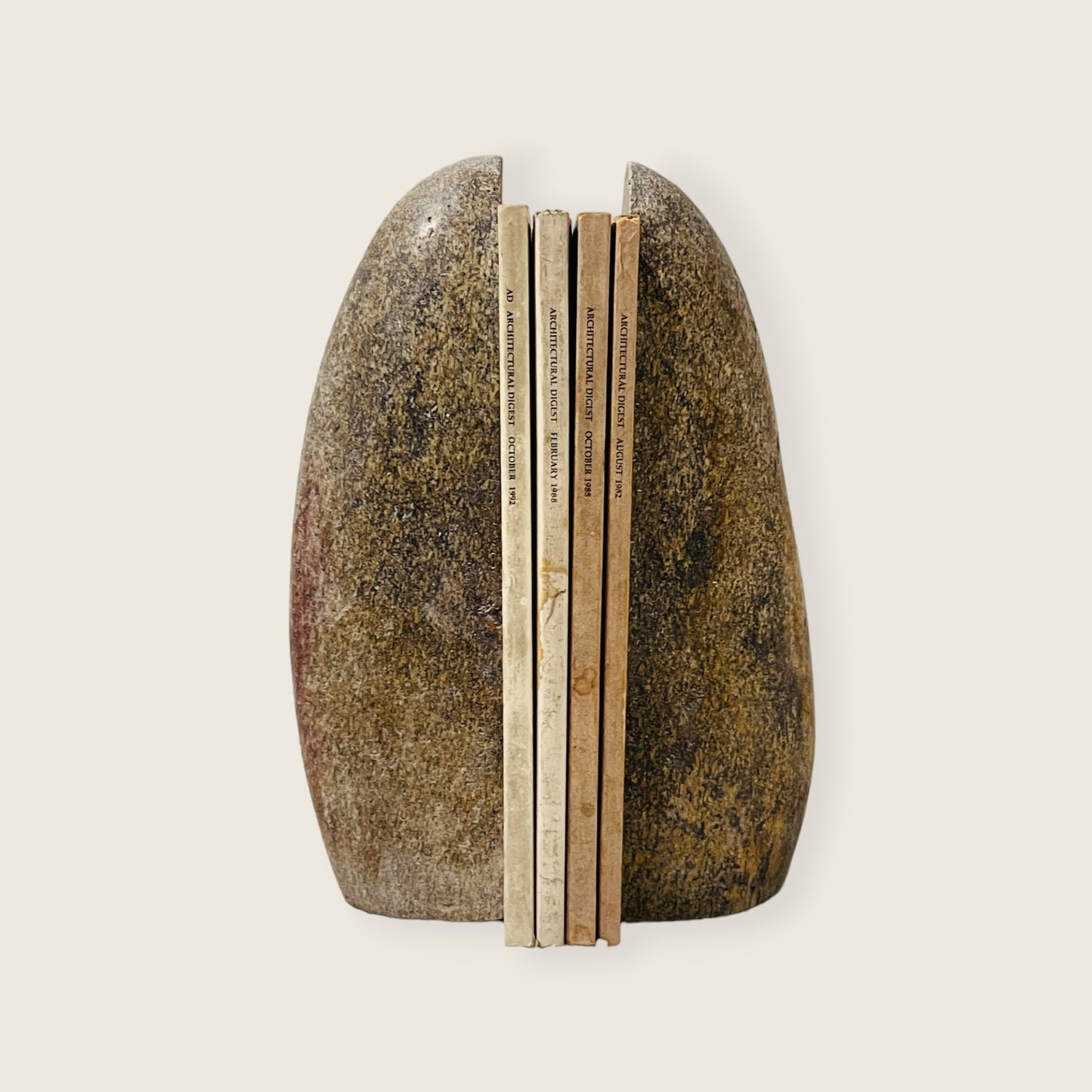 Golden Riverstone Bookend Pair