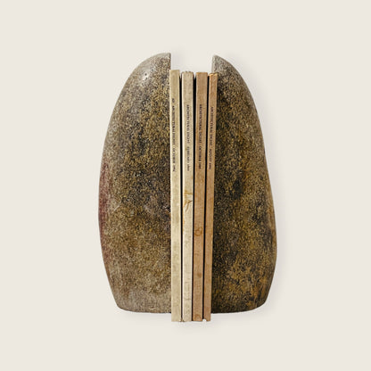 Golden Riverstone Bookend Pair
