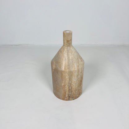 Wide Bottle Candle Stand - Travertine