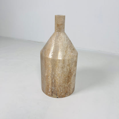 Wide Bottle Candle Stand - Travertine
